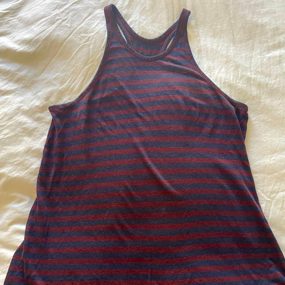 Navy and maroon racer back